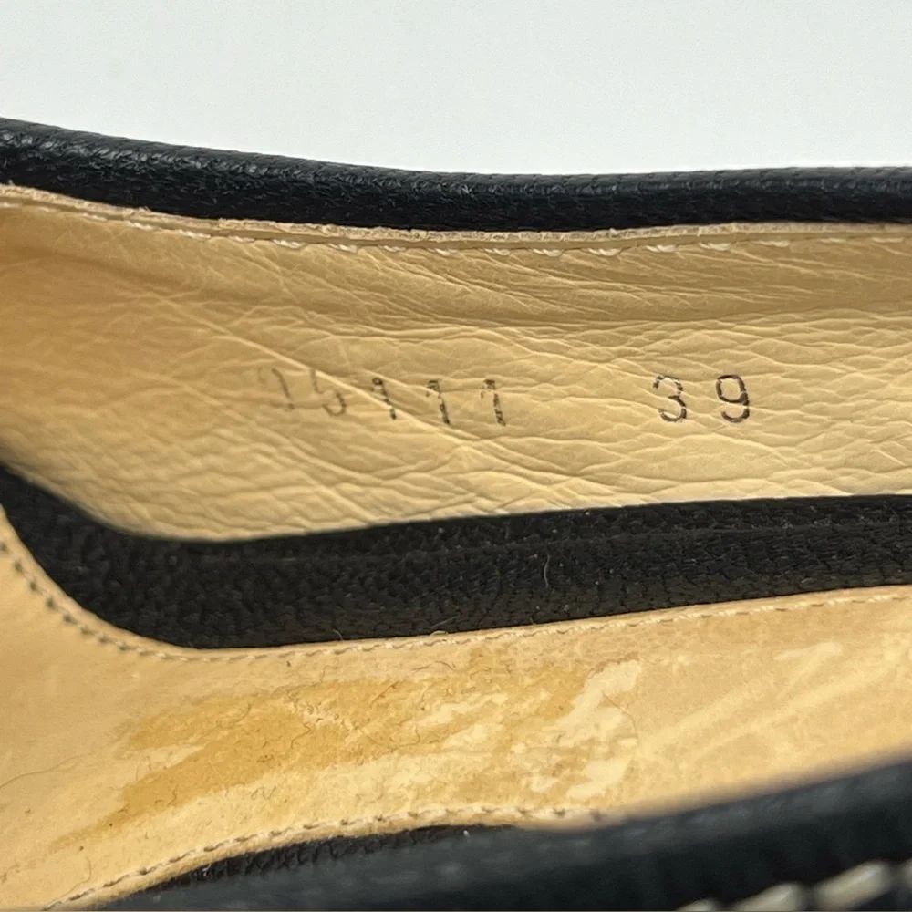 Hugo Boss Tassel Fringe Trim Leather Heels 39/8.0 Black Designer Quiet Luxury - Picture 14 of 17